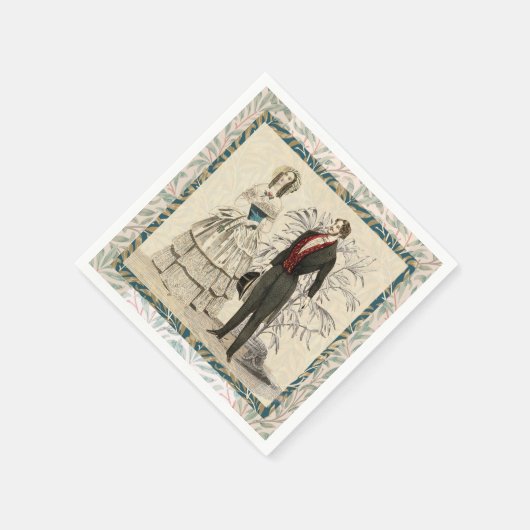 Antieke 1844 Victoriaanse Huwelijks bruiloft Kunst Servet (Hoek)