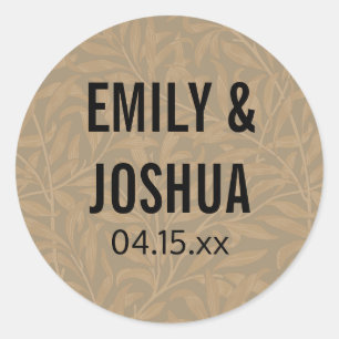 Antieke 1844 Victoriaanse Huwelijksttrouw Kunstwer Ronde Sticker