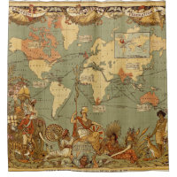 Antieke 1886 Wereldkaart Britse Rijk Poster