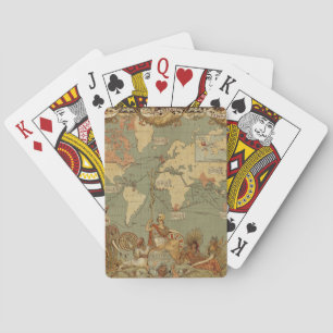 Antieke 1886 Wereldkaart Britse Rijk Poster Pokerkaarten