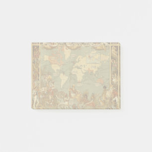 Antieke 1886 Wereldkaart Britse Rijk Poster Post-it® Notes