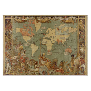Antieke 1886 Wereldkaart Britse Rijk Poster Snijplank