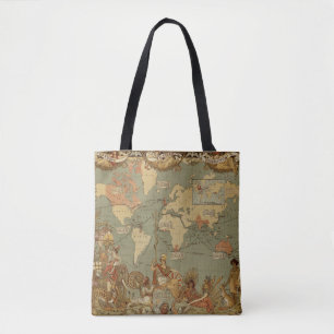 Antieke 1886 Wereldkaart Britse Rijk Poster Tote Bag