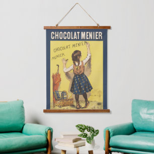 Antieke 1892 Chocolat Menier Franse Meisjes Kunst Hangend Wandkleed