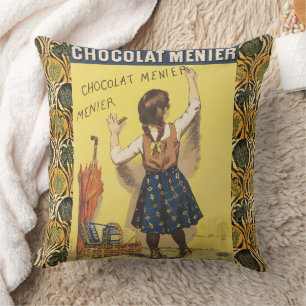 Antieke 1892 Chocolat Menier Franse Meisjes Kunst Kussen
