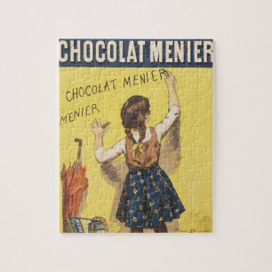 Antieke 1892 Chocolat Menier Franse Meisjes Kunst Legpuzzel