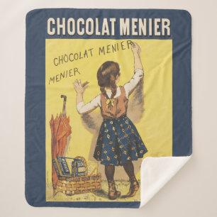Antieke 1892 Chocolat Menier Franse Meisjes Kunst Sherpa Deken