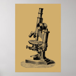 Antieke 1892 Microscoop "Steampunk" Kunst Poster