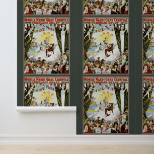 Antieke 1900 Mobile Mardi Gras Carnaval Poster Kun Behang
