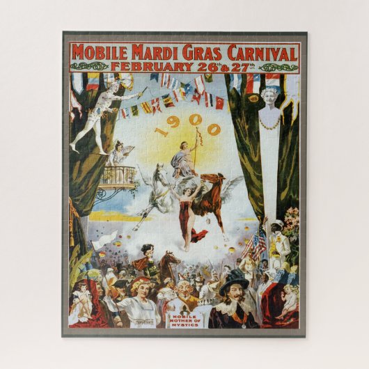 Antieke 1900 Mobile Mardi Gras Carnaval Poster Kun Legpuzzel (Verticaal)