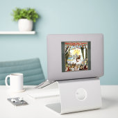 Antieke 1900 Mobile Mardi Gras Carnaval Poster Kun Sticker (Laptop op bureau)