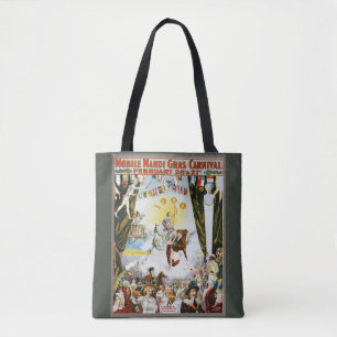 Antieke 1900 Mobile Mardi Gras Carnaval Poster Kun Tote Bag