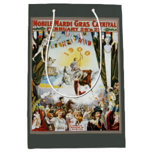 Antieke 1900 Mobile Mardi Gras Carnavalposter Kuns Medium Cadeauzakje