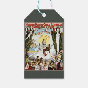 Antieke 1900 Mobile Mardi Gras Carnavalsposter Kun Cadeaulabel