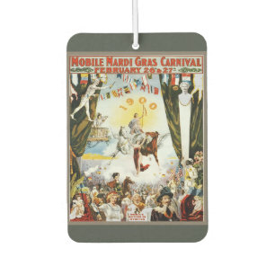 Antieke 1900 Mobile Mardi Gras Carnavalsposter Kun Luchtverfrisser