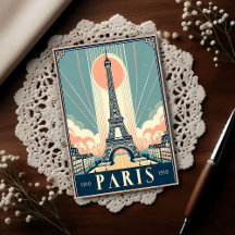 Antieke 1910 Parijs Eiffeltoren Art Deco Poster