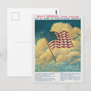 Antieke 1917 WOI Patriottische Amerikaanse Vlag Ge Briefkaart