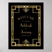 Antieke 1920 Deco Gouden Lijst Zwarte Trouw Poster (Voorkant)