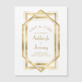 Antieke 1920 Deco Witte Goud Save the Date (Voorkant)