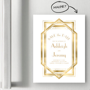 Antieke 1920 Deco Witte Goud Save the Date
