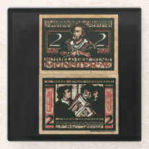 Antieke 1921 2 Mark Notgeld-bankbiljet Glas Onderz