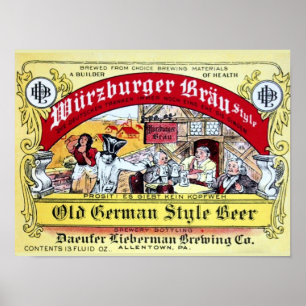 Antieke 1935 Daeufer-Lieberman bierlabel Poster