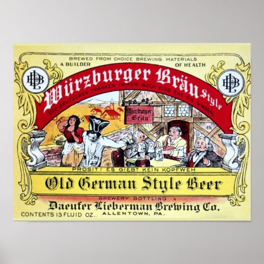 Antieke 1935 Daeufer-Lieberman bierlabel Poster (Voorkant)