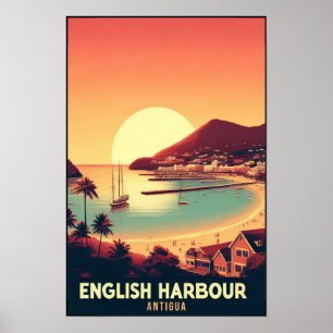Antieke 1960s Antigua English Harbor Reisposter Poster