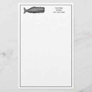 Antieke 19e-eeuwse walvistekening N Briefpapier