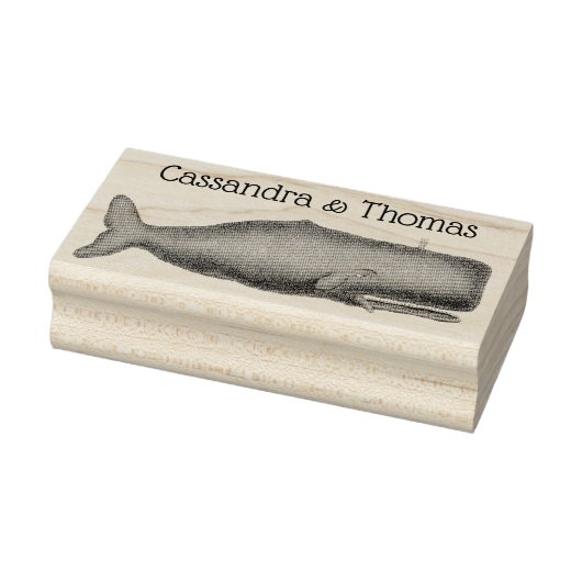 Antieke 19e-eeuwse walvistekening N Rubberstempel (Stempel)