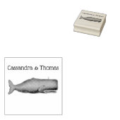 Antieke 19e-eeuwse walvistekening N Rubberstempel (Gestempeld)