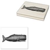 Antieke 19e-eeuwse walvistekening N Rubberstempel (Gestempeld)