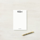 Antieke 19e-eeuwse walvistekening post-it® notes (Op bureau)