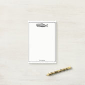 Antieke 19e-eeuwse walvistekening post-it® notes (Op bureau)