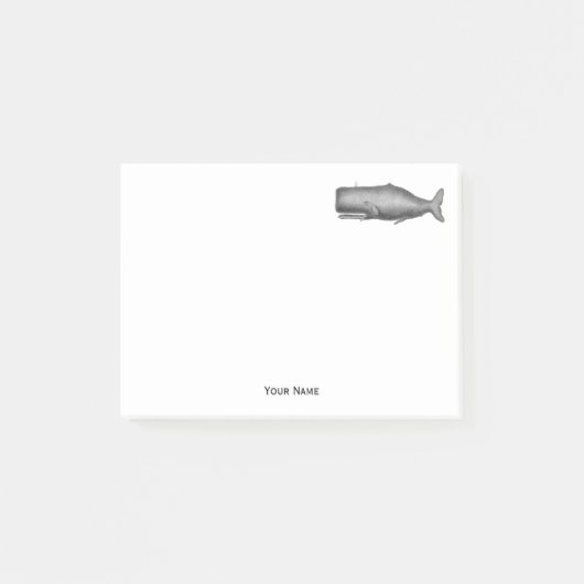 Antieke 19e-eeuwse walvistekening post-it® notes (Voorkant)