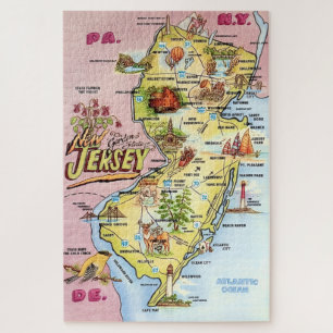 Antieke 20x30 New Jersy kaart  Legpuzzel