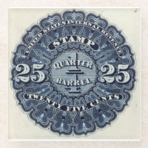 Antieke 25c bieraccijnszegel glazen onderzetter