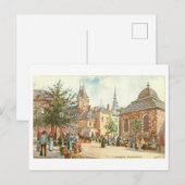 Antieke Aachen Duitsland Fischmarkt Briefkaart (Voorkant / Achterkant)