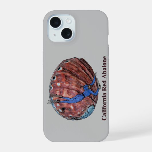 Antieke Abalone Schelp met een Vrijduiker URM iPhone 15 Case (Achterkant)