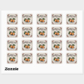 Antieke abrikozenjamlabelsticker met bloesems vierkante sticker (Vel)
