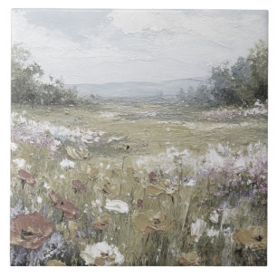 Antieke Abstracte Boerderij Landschap Neutrale Kun Tegeltje