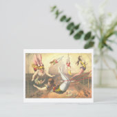 Antieke Acrobaten Circus Reclame Litho Briefkaart (Staand voorkant)