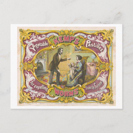 Antieke Advertentie: Octrooigeneesmiddel tegen Wor Briefkaart (Voorkant)