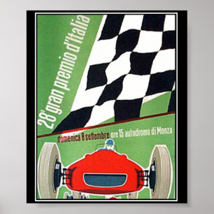 antieke affiche autowederdstrijd Italië Monza Poster