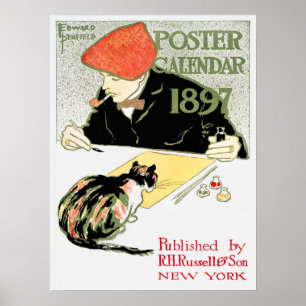 Antieke Affiche Kalender Advertentie Poster