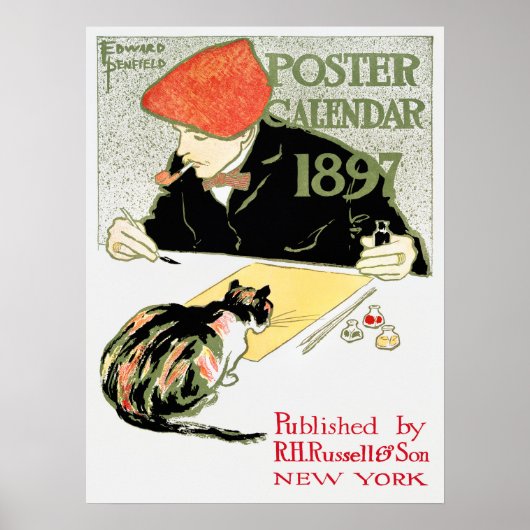 Antieke Affiche Kalender Advertentie Poster (Voorkant)