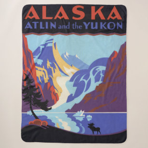 Antieke Alaskaanse reisposter, Atlin en de Yukon Sherpa Deken