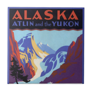 Antieke Alaskaanse Reisposter, Atlin en de Yukon Tegeltje