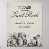 Antieke Alice In Wonderland Trouwgastenboek Poster (Voorkant)
