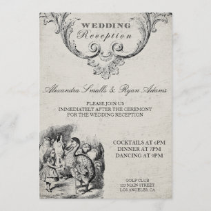Antieke Alice in Wonderland Trouwreceptiekaart Kaart